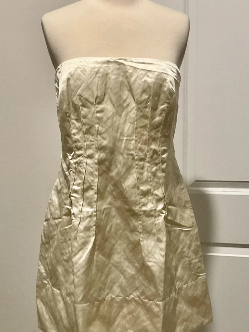 j.crew collection strapless mini dress in memory satin. size: 4. Color: ivory
